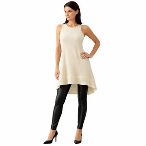 Emporio Armani Sleeveless Tunic Dress Cream High-Low Hem Elegant 40EUR/Small